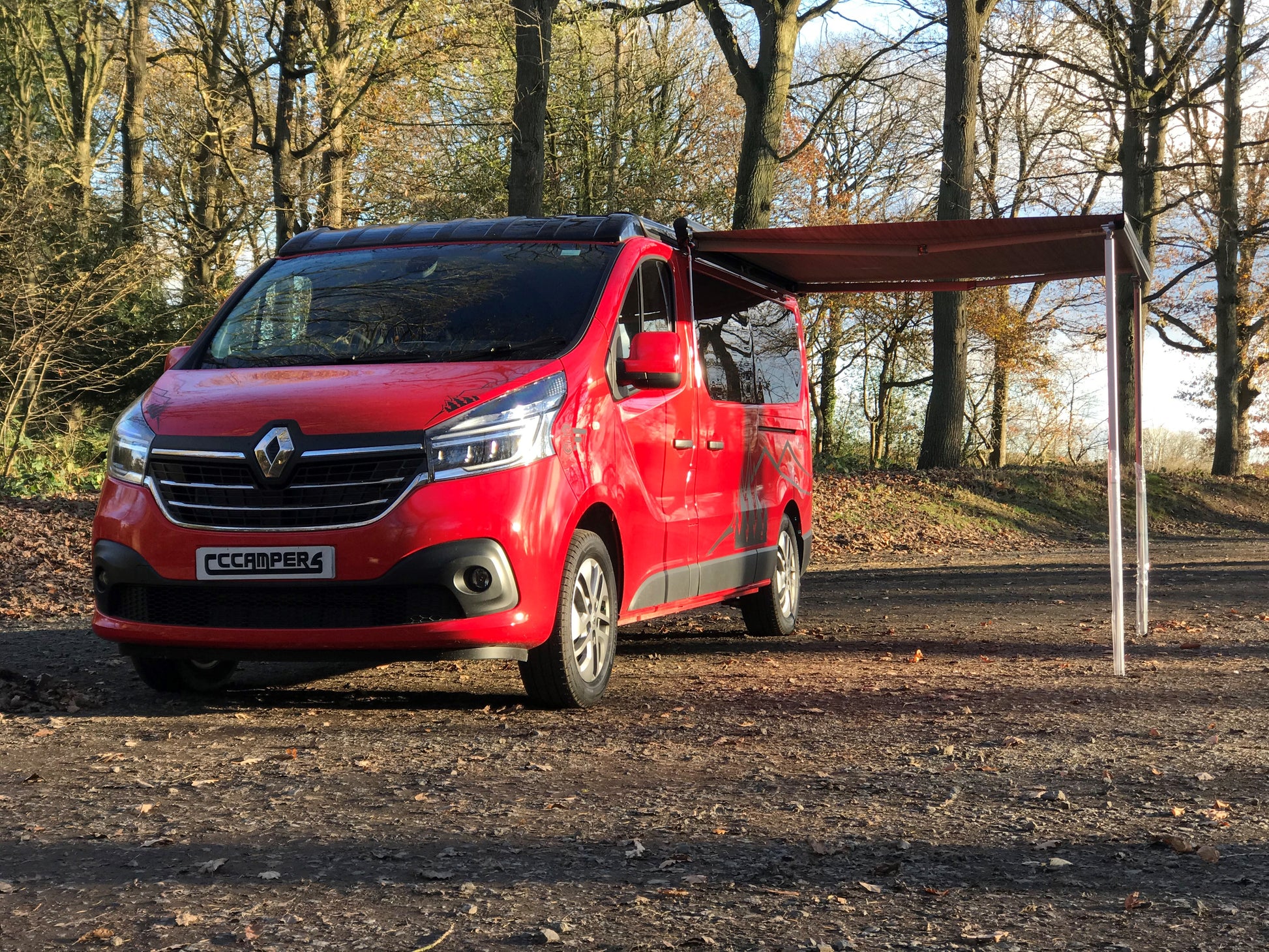 2020 Red LWB Mamble Renault Trafic Camper Van by CCCAMPERS with less than 12,000 miles on the clock - cccampers.myshopify.com