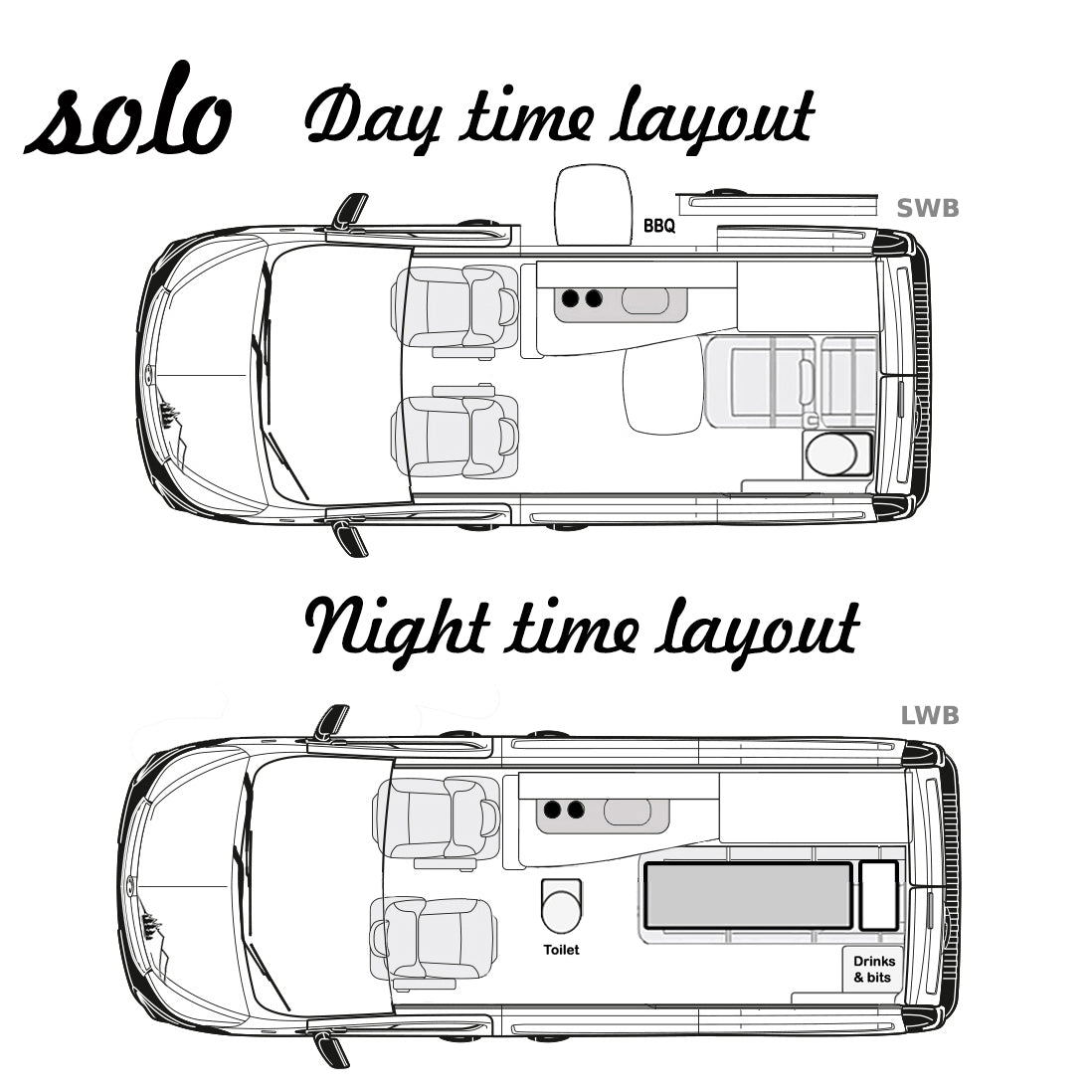 'Shelsley' Solo or Duo Camper Van Conversion for the Vauxhall Vivaro, Renault Trafic, Nissan NV300 & Fiat Talento