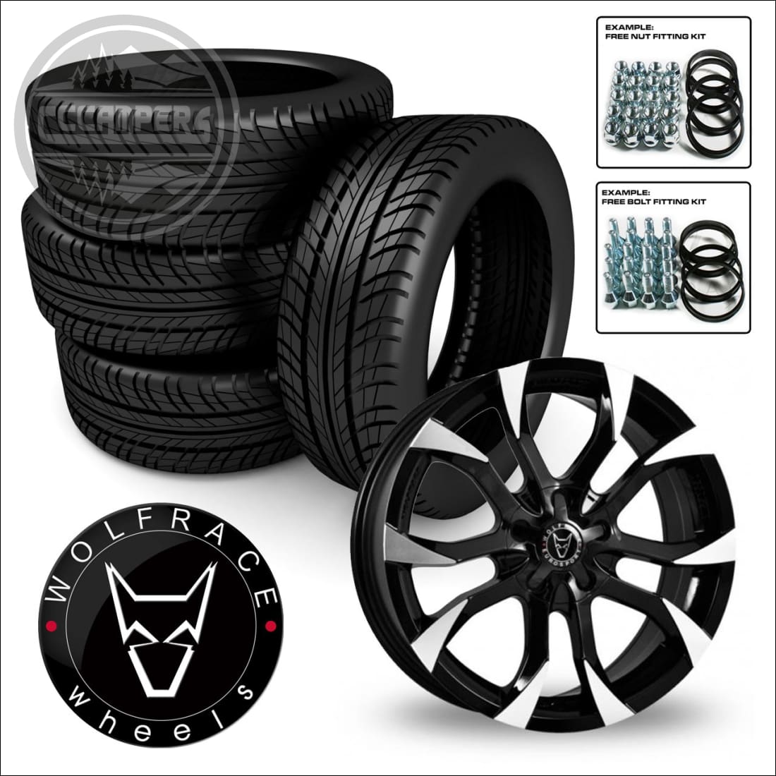WOLFRACE ASSASSIN 18" load rated alloy wheel and tyre package 14> on Renault Trafic, Vauxhall Vivaro, Nissan NV300 & Fiat Talento - cccampers.myshopify.com