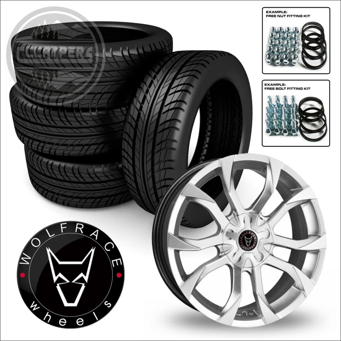 WOLFRACE ASSASSIN 18" load rated alloy wheel and tyre package 14> on Renault Trafic, Vauxhall Vivaro, Nissan NV300 & Fiat Talento - cccampers.myshopify.com